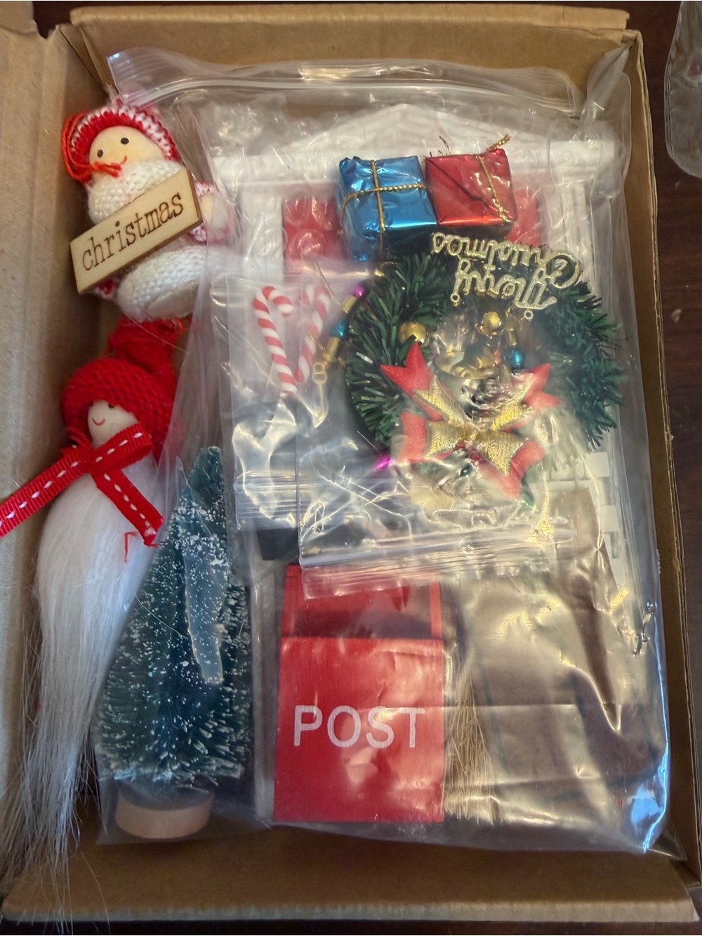 Assorted Mini Christmas Ornaments and Decor Pack - Red, Green, White